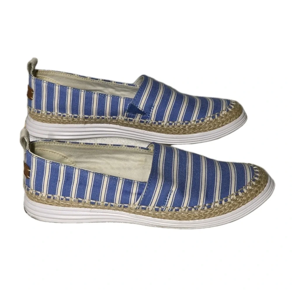 Cole Haan Ella Grand Striped Canvas Espadrille Womens Size 9B Flats Blue White
